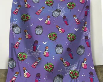 Funny Disney Villain Poison Apple Blanket, Kuzco Pick Your Poison Fleece Blanket, Disney Witch Halloween Home Decor, Spooky Season Bedding