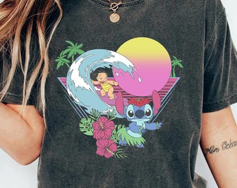 Retro 90s Disney Lilo and Stitch Surfing T-Shirt, Lilo Dance Let's Party Shirt, Hawaiian Luau Disney Shirt, Disneyland Family Trip Matching
