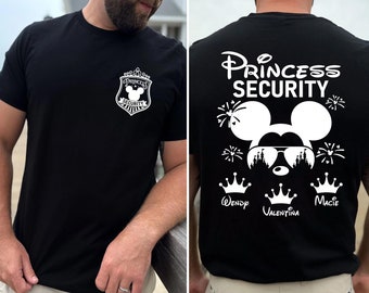 Double Sided Custom Dad Name  Castle Princess Security Comfort Colors Shirt, Mickey Mouse  Father T-shirt, Father's Day Gift