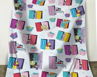 Funny Pixar Monsters Inc Doors Fleece Blanket, Put That Thing Back Where It Came From Blanket, Disney Monsters Inc Home Decor, Gift For Kids