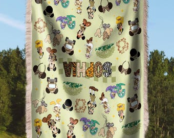 Custom Mickey Mouse And Friends Safari Ride Fleece Blanket, Disney So Fari So Good Blanket, Animal Kingdom Bedding, Disneyland Home Decor