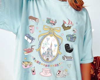 Disney Castle Coquette Bow T-Shirt, Disney Parks Best Day Ever Tee, Princess Castle Shirt, Magical Ride Icons Tee, Disneyland Vacation Tee