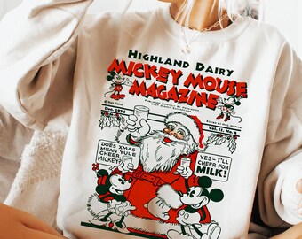 Mickey Minnie Mouse Santa Claus Magazine Shirt, Vintage Disney Xmas T-shirt,  Mickey's Very Merry Christmas Party, Disneyland Holiday Trip