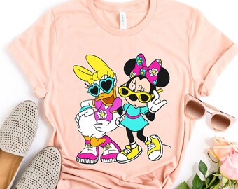 Retro Minnie and Daisy Summer Comfort Colors T-shirt, Disney Summer Bestie Girls Matching T-shirt, Disneyland Bff Best Friends Beach Trip