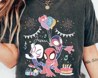 Custom Spidey His Amazing Friends Birthday T-shirt, Marvel Spidey Ghost Spider Spin Gift, Magic Kingdom Tee, Disneyland Family Trip Tee 2025