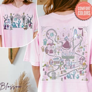 Two Sided Haunted Mansion Iconic Ghost Characters T-Shirt, Disney Haunted Mansion Map Shirt, Ghost Host Ride Tee, Magic Kingdom Trip Tee