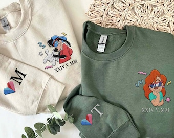 Embroidered Custom Disney A Goofy Movie Sweatshirt, Retro 90s His Roxanne Her Max, Couple Matching Disneyland Trip Shirt