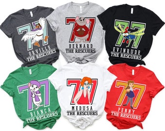 The Rescuers All Characters Group 1977 Number Shirt, Bianca Bernard Medusa Orville  Matching Tee,   World 2024 Trip