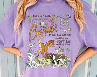Vintage Disney Bambi Character Floral Shirt, Miss Bunny Thumper Flower Bambi's Mother Shirt, Disneyland Family Trip Matching, Birthday Gift