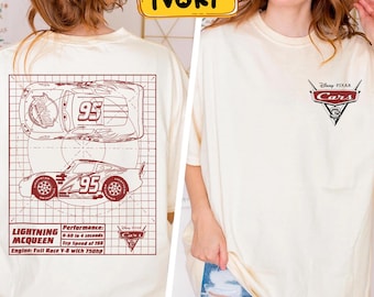 Vintage Lightning Mcqueen 2 Sides Shirt,  Cars Movie Front And Back Tee,   World T-shirt, 2024 Magic Kingdom Trip