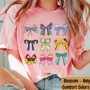 Princess Coquette Bow Watercolor Comfort Colors T-shirt, Aurora Ariel Belle Cinderella, Disney Girls Matching Shirt,  Trip