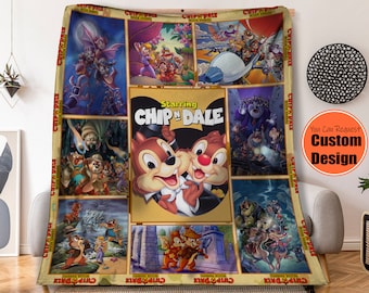 Chip n Dale Fleece Blanket, Disney Chipmunks Throw Blanket For Kid Baby Adult, Disney Themed Bedding, Home Decor, Funny Christmas Gift
