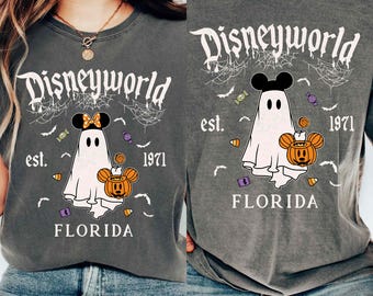 Vintage Disneyworld Florida Est 1971 Couple Halloween Shirt, Custom Disney Mickey Minnie Mouse Ghost T-shirt, Disney Boo, Halloween Party