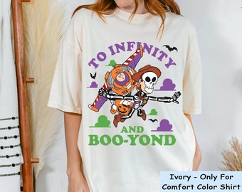 Buzz Lightyear Sheriff Woody Halloween Costume To Infinity And Boo-Yond Comfort Colors Shirt, Toy Story Halloween Party, Disney Spooky Shirt