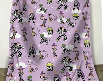 Funny Toy Story Skeleton Costume Halloween Blanket, You've Got A Friend In Me Fleece Blanket, Disney Halloween Bedding, Spooky Season Gift