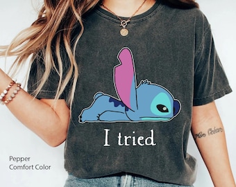Vintage Stitch I Tried Comfort Colors Shirt, Funny Lilo And Stitch T-shirt, 2024 Family Trip, Birthday Boy Girl Gift