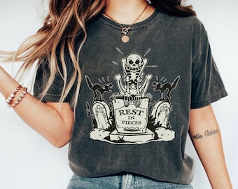 Silly Symphony Black Cat And Skeleton In Graveyard Shirt / Vintage The Skeleton Dance Tee / 2024 Halloween Party Trip / Spooky Season