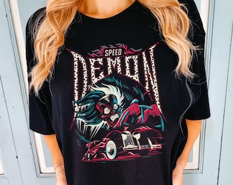 Disney Cruella Speed Demon T-Shirt, Cruella De Vil Driving Tee, Disney Villains Shirt, Funny Cruella Racing Tee, Villains Tee, Gift For Her