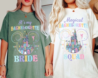 Disney Castle Bachelorette Bride Team Matching Comfort Colors T-shirt, Disney Bachelorette Squad Tee, Bridesmaids Shirts, Bridal Shower Gift