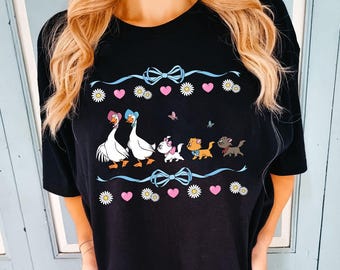 Vintage Marie & Duck Sisters Coquette Bow T-Shirt, Gabble Marie Toulouse Berlioz Abigail And Amelia Duck Shirt, Disney The Aristocats Tee
