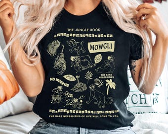 Vintage Mowgli & Baloo Bear The Bare Necessities, Disney Jungle Book Movie T-shirt, Magic Kingdom, Disneyland Family Trip, Birthday Gift