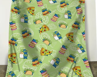 Cute Toy Story Alien Food Ooooooh Best Day Ever Blanket, Pixar Toy Story Alien Fleece Blanket, Disney Foodie Home Decor, Disneyland Bedding