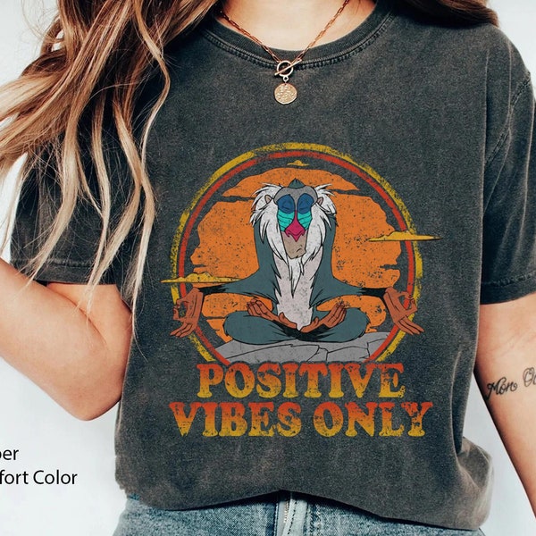 Vintage Rafiki Meditating Positive Vibes Comfort Colors T-shirt, The Lion King  T-shirt, 2024 Trip Outfit, Funny Birthday Gift