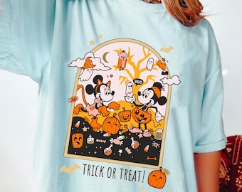 90s Disney Mickey And Minnie Halloween T-Shirt, Funny Trick Or Treat Tee, Not So Scary Halloween Party Shirt, Mickey Mouse Halloween Shirt