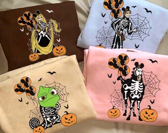 Disney Tangled Halloween Costume Shirt, Rapunzel Princess Skeleton T-shirt, Disney Halloween Matching T-shirt, Disneyland Spooky Season Tee