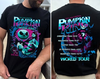 Jack Skellington Nightmare King World Tour 2 Sided Shirt, Nightmare Before Christmas, Disney Fall Autumn T-shirt, Disney Halloween Party