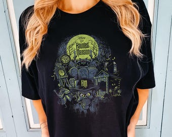 Retro The Haunted Mansion Poster T-Shirt, Halloween Haunted Mansion Shirt, Hatbox Ghost Tee, Spooky Season Gift, Magic Kingdom Ride Tee