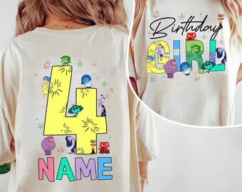 Custom Name Age Inside Out Birthday Two Sided T-shirt, Disney Emotions Shirt, Anxiety Joy Fear Sadness Tee, Speech Therapy, Mental Health