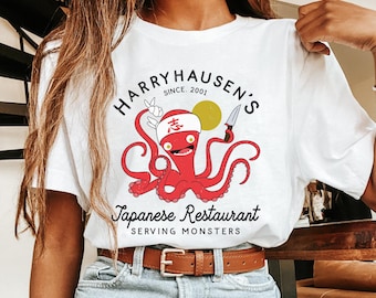 Retro Octopus Chef Harryhausen's Japanese Restaurant Comfort Colors T-shirt,  Monsters Inc Shirt, 2024 Trip, Funny Birthday Gift