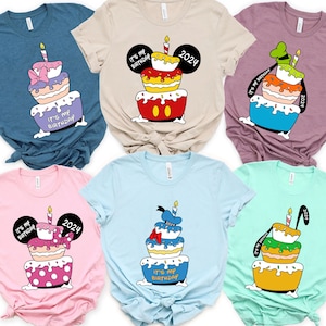 Maglietta personalizzata "Topolino e i suoi amici, è la mia torta di compleanno", colori comfort, maglietta Disney personalizzata per bambini, compleanno ragazzo/ragazza, viaggio a Disneyland