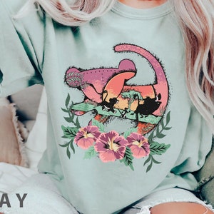 Retro Baby Simba Hakuna Matata Floral Flower Comfort Color Shirt, The Lion King Disney T-shirt, Animal Kingdom Tee, Disneyland Family Trip