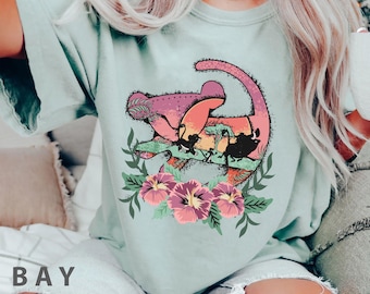 Retro Baby Simba Hakuna Matata Floral Flower Comfort Color Shirt, The Lion King Disney T-shirt, Animal Kingdom Tee, Disneyland Family Trip