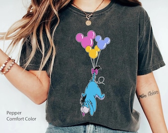Retro Eeyore With Mickey Balloons Comfort Colors T-shirt,  Winnie The Pooh Shirt, 2024 Family Trip, Magic Kingdom, Birthday Gift