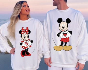 Vintage Mickey Minnie Mouse Heart Hands Couple Matching Shirt, Disney Mickey And Friends T-shirt,  Disneyland Family Trip, Gift For Him Her