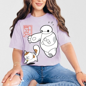 Camiseta Disney de Baymax y su gato, camiseta de los personajes de Big Hero 6, viaje familiar a Disneyland, Magic Kingdom, regalos de cumpleaños
