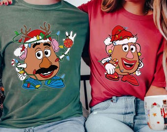 Mr Mrs Potato Head Christmas Lights Shirt, Disney Toy Story Xmas Couple Shirt,  Mickey Merry Party, Disneyland Holiday Gift For Him Her