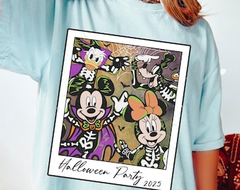Retro Mickey And Friends Skeleton Halloween Shirt, Disney Halloween Party 2025 Tee, Mickey's Not So Scary Party Tee, Spooky Season Outfit