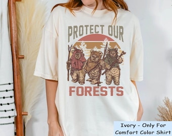 Vintage Ewoks Wicket Protect Our Forests Shirt, Disney Star Wars Endor Forest Camp Graphic Tee, Disneyland Galaxy's Edge, Hollywood Studios