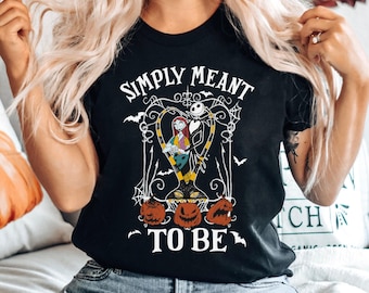Jack Skellington And Sally Simply Meant To Be Comfort Colors Shirt, Nightmare Before Christmas Shirt, Disney Halloween Couple Matching Shirt