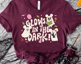 Funny Mickey Minnie Mouse Ghost Glows In The Dark T-shirt, Disney Mickey Minnie Tee, Spooky Season Tee, Mickey’s Not So Scary Party Tee