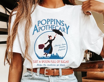 Retro Poppins Apothecary Comfort Colors T-shirt, Mary Poppins  Shirt,   World Tee, 2024 Trip Outfits, Birthday Gift