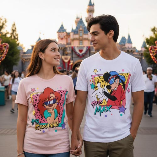 Retro 90s His Roxanne and Her Max Comfort Colors T-shirt, A Goofy