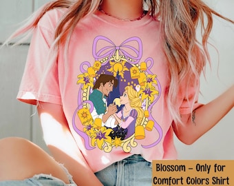Rapunzel And Flynn Rider Coquette Bow Shirt, Disney Tangled Princess And Prince Tee, Disneyland Couple Trip Matching, Gift For Him Her