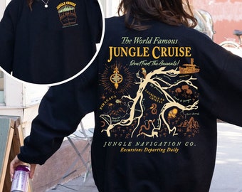 Two Sided Jungle Cruise World Famous Excursions Ride Back Side Of Water Comfort Colors Shirt, Disney Theme Parks T-shirt, Disneyland Trip