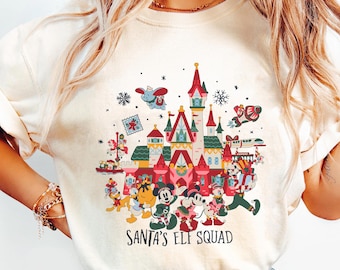 Mickey And Friends Santa's Elf Squad Shirt, Fantasyland Castle Disney Christmas T-shirt, Disneyland Christmas Party, Xmas Holiday Season