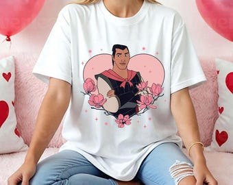 Li Shang Love Heart Shape Chest Logo Comfort Colors T-shirt, Disney Mulan Valentine's Day Shirt, Valentine Couple Matching, Gift For Him Her
